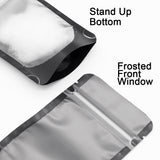 Matte Black Frosted Zipper Mylar Bag Smell Proof Reclosable Dried Cashew Nut Beans Packaging Stand Up Ziplock Pouch with Window