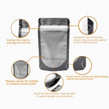 Matte Black Zip Lock Mylar Resealable Round Corner One Side Clear Aluminum Foil Stand Up Doypack Food Nut Coffee Bean Candy Pouche