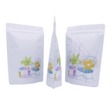 High Quality Landscape Printing Matte White Stand Up Mylar Bags Resealable Aluminum Foil Heat Sealing Zip Lock Pouches