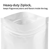 Resealable Aluminum Foil Matte White Stand Up Mylar Pouches Heat Sealable One Side Clear Food Zip Lock Bags