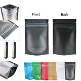 Resealable Aluminum Foil Matte White Stand Up Mylar Pouches Heat Sealable One Side Clear Food Zip Lock Bags