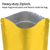 Resealable Stand Up Matte Gold Aluminum Foil Zip Lock Storage Pouches Eco-friendly Various Sizes Heat Sealable Mylar Bags