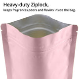 Round Corner Matte Pink Aluminum Foil Stand Up Mylar Bags Various Sizes Waterproof Heat Sealable Zip Lock Pouches