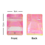 50pcs Eight-sided Coffee Glossy Holographic Pink Mylar Packaging Doypack Resealable Aluminum Foil Stand Up Zip Lock Pouches