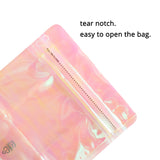 Eight-sided Coffee Glossy Holographic Pink Mylar Packaging Doypack Resealable Aluminum Foil Stand Up Zip Lock Pouches