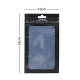 Various sizes Resealable Glossy Black Plastic Ziplock Pouches Eco-friendly Smell Proof Butterfly Hole Mylar Bags With Clear Window