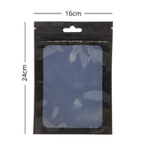 Various sizes Resealable Glossy Black Plastic Ziplock Pouches Eco-friendly Smell Proof Butterfly Hole Mylar Bags With Clear Window