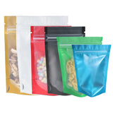 Stand Up Mylar Bag Matte Frosted Front Multicolors Stand Up Metallic Foil Zipper Bag Food Nut Travel Sample Storage Pouch