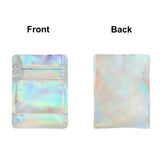 50pcs Eight-sided Coffee Mylar Packaging Doypack Reusable Glossy Holographic Silver Stand Up Zip Lock Pouches