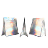 50pcs Eight-sided Coffee Mylar Packaging Doypack Reusable Glossy Holographic Silver Stand Up Zip Lock Pouches