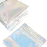 50pcs Eight-sided Coffee Mylar Packaging Doypack Reusable Glossy Holographic Silver Stand Up Zip Lock Pouches