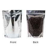 One Side Clear Mylar Plastic Bags 9x14cm Eco-friendly Smell Proof Coffee Bean Doypack Glossy Silver Stand Up Zip Lock Pouches