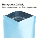 Flat Bottom Matte Blue Mylar Bags Resealable Various Size Heat Seal Aluminum Foil Zip Lock Pouches With Tear Notch