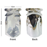 Custom Printed:12x23cm Glossy Silver Clear Front Zip Lock Bag Foil Mylar Smellproof Resealable Stand Up Storage Packaging Pouch