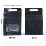 50Pcs/Pack Stand Up Bag With Hand Hole Matte Metallic Foil Mylar Plastic Doypack Food Nut Gift Packaging Zip Lock Storage Pouch