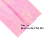 Multi-size Vacuum Heat Sealing Glossy Holographic Pink Storage Pouch Open Top Packaging Bag with Tear Notch