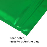 Glossy Metallic Foil Reclosable Zip Lock Package Bags Heat Sealing Flat Zipper Pouch w/ Tear Notch