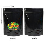 Custom Printed: Glossy Sealed Bag With Oval Clear Window Metallic Foil Mylar Stand Up Household Storage Zip Lock Pouch