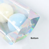 Custom Printed:Food Candy Sachet Smellproof Holographic Silver Translucent Plastic Bag Metallic Foil Stand Up Zipper Storage Pouch