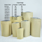 Kraft Paper Metallic Foil Mylar Stand Up Zipper Bag Eco Sealing Film Bag Smellproof Tea Food Storage Organizer Pouch