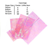 Multi-size Vacuum Heat Sealing Glossy Holographic Pink Storage Pouch Open Top Packaging Bag with Tear Notch