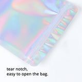 Custom Printed: Glossy Holographic Laser Silver Metallic Foil Mylar Zip Lock Bag Comestic Reusable Stand Up Eco Storage Pouch