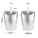 100ml-1L Eco Aluminium Foil Mylar Spout Pouch Glossy Silver Liquid Storage Organizer Stand Up Bag