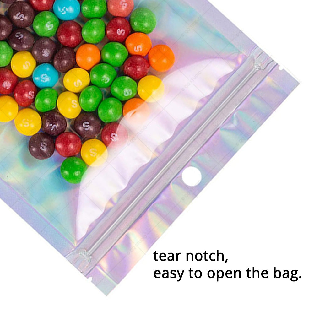 50pcs Metallic Food Ziplock Bag, Holographic Multifunction Food Sealing Bag  For Kitchen