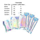 Holographic Silver Bag New Design Glossy Clear Front Plastic Bag Metallic Foil Mylar Cosmetics Food Storage Zipper Pouch