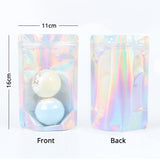 Custom Printed:Food Candy Sachet Smellproof Holographic Silver Translucent Plastic Bag Metallic Foil Stand Up Zipper Storage Pouch