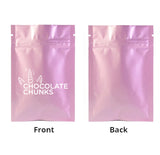 Custom Printed: Various Sizes Thick Glossy Pink Foil Mylar Zip Lock Pouch Tear Notch Flat Pouch Gift Storage Bag