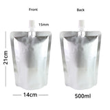 100ml-1L Eco Aluminium Foil Mylar Spout Pouch Glossy Silver Liquid Storage Organizer Stand Up Bag