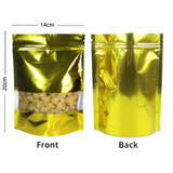 Glossy Multisizes Custom Metallic Foil Bag Recyclable Stand Up With Clear Window Household Kitchen Zip Lock Pouch