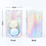 Custom Printed:Food Candy Sachet Smellproof Holographic Silver Translucent Plastic Bag Metallic Foil Stand Up Zipper Storage Pouch