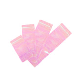 Custom Printed: New Glossy Holographic Pink Plastic Zip Lock Bag Reflective Flat Bottom Cosmetic Jewelry Storage Sealed Pouch