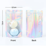 Custom Printed:Food Candy Sachet Smellproof Holographic Silver Translucent Plastic Bag Metallic Foil Stand Up Zipper Storage Pouch