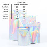 Custom Printed: Glossy Holographic Laser Silver Metallic Foil Mylar Zip Lock Bag Comestic Reusable Stand Up Eco Storage Pouch