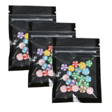 6.5x9cm Glossy Tear Notch Flat Pouch Mylar Reclosable Small Plastic Black Zip Lock Packaging Bag