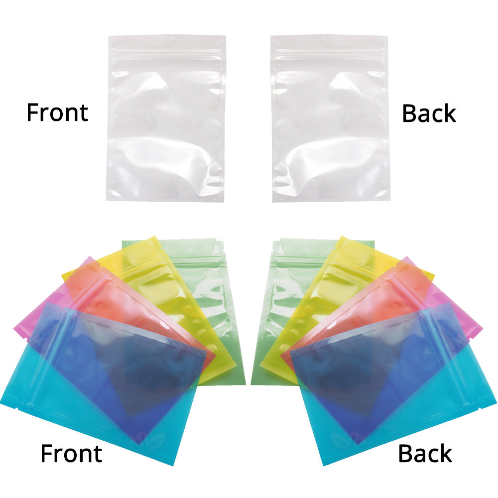 thumbnail image 2 of Multi-Color Matte Clear Mylar Stand Up Zipper Bags With Tear Notch - Various Sizes 2 of 6
