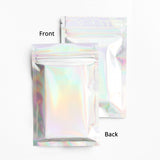 Custom Printed: Heat Seal Smell Proof Holographic Silver Zip Lock Bag Reusable Foil Mylar Kitchen Package Storage Pouch