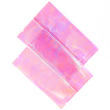 Multi-size Vacuum Heat Sealing Glossy Holographic Pink Storage Pouch Open Top Packaging Bag with Tear Notch