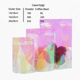 Custom Printed:Plastic Mylar Bag Glossy Holographic Pink Cosmetic Jewelry Candy Storage Zip Lock Pouch Resealable Polybag