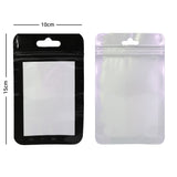 Different Sizes Black White Framed Clear Front Mylar Flat Zipper Bag with Euro Slot For Phone Accessories