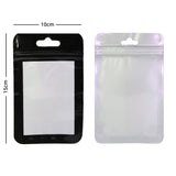 Custom Printed: Various Sizes Black White Framed Clear Front Mylar Flat Zipper Bag with Euro Slot For Phone Accessories