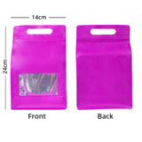 50Pcs/Pack Stand Up Bag With Hand Hole Matte Metallic Foil Mylar Plastic Doypack Food Nut Gift Packaging Zip Lock Storage Pouch