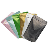 Metallic Foil Mylar Bag 15x24cm Various Colors Stand Up Storage Pouch W/Stripe And Tear Notch Reusable Zipper Bag