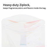 Custom Printed: New Glossy Holographic Pink Plastic Zip Lock Bag Reflective Flat Bottom Cosmetic Jewelry Storage Sealed Pouch