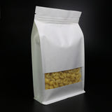 Zip Lock Bag Kraft Paper In Stock White With Frosted Window And Tear Notch Eco Biodegradable Wheat Cereal Storage Stand Up Pouch