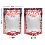 High Quality Matte Clear Frosted W/Red Print And Tear Notch Zip Lock Bag Plastic Mylar Stand Up Food Storage Organizer Pouch