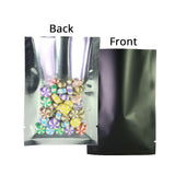 Many Sizes Clear Heat Seal Powder Package Bag Aluminum Foil Mylar Black Open Top Pouches w/ Tear Notch